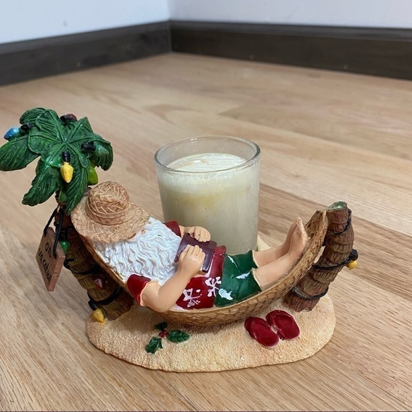 Yankee Candle Santa On Vacation Votive Candle Christmas Palm Tree Hammock - Picture 2 of 5